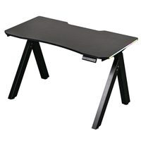 Bureau de jeu ergonomique en forme de K à moteur unique avec éclairage LED RGB et surface texturée, réglable en hauteur pour configuration de gamer - Vente en gros