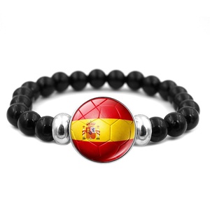 Bracelet unisexe en perles de verre soufflé et pierres naturelles, motif drapeau national et football, élastique à pression, <span class=keywords><strong>pour</strong></span> <span class=keywords><strong>homme</strong></span>, collection 2026 - Product Image 3