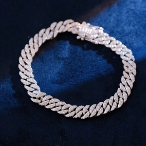 Xinfly Classic Jewelry Custom 18k Solid Gold Chunky <b>Cuban</b> <b>Link</b> <b>Chain</b> 2.1ct Tennis Bracelet - Product Image 1