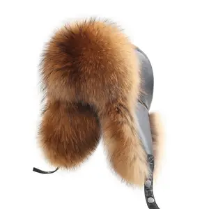 Toptan kış adam yeni tasarım gerçek doğal tilki kürk Trapper şapka