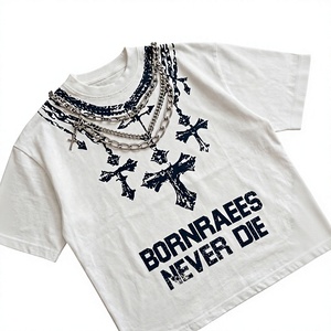 Camiseta Gráfica Oversize Personalizada para Hombre, Algodón Pesado, Estilo Vintage Lavado, Streetwear, Ajuste Holgado, Estampada, Marca Privada - Product Image 1