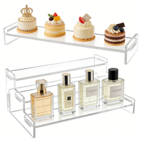Support d'affichage transparent à étages détachable en acrylique, trois niveaux, figurines, cosmétiques, gâteaux, parfums, jouets, desserts, supports de rangement