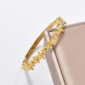Bulk 18k gold plated delicate carved sequential star luminous anti rust smooth polished wearable fashion <b>bangle</b> <b>bracelet</b> - Product Image 3