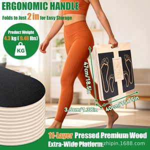 Tabla de estiramiento de pantorrillas de madera con inclinación ajustable para ejercicio, equipo de gimnasio para equilibrio de pie, duradero, 1.5 kg - Product Image 5