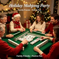 Tuiles de Mahjong de Noël rouges, en acrylique, ensembles de Mahjong américains de luxe gravés, boîtes cadeaux de fêtes, vente en gros personnalisée, nouvelle arrivée