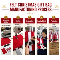 Sac fourre-tout en feutre de Noël personnalisé OEM ODM avec logo, design costume de Père Noël, sac cadeau en feutre épais et durable, réutilisable pour emballage de bonbons de Noël