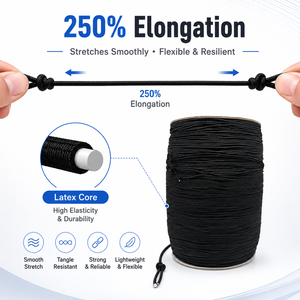 1.3mm Small Diameter <b>Elastic</b> Bungee <b>Cord</b> Polyester Covered Rubber Rope Custom Color Factory Supply - Product Image 5