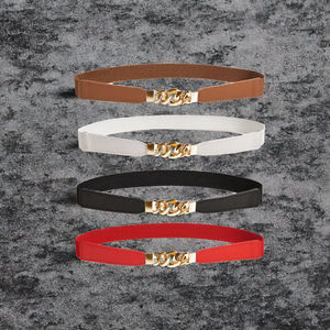 Alloy <b>Chain</b> Buckle Ladies Skinny Stretch Cinch Waist <b>Belt</b> Black Elastic Corset <b>for</b> Women <b>Dress</b> 2cm Width 60cm Length - Product Image 3