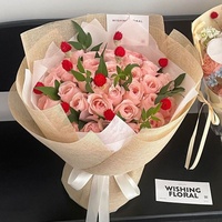 Kertas Pembungkus Gulungan Linen Warna Alami Buket Bunga Segar Paket Linen Katun Jaring Benang Bunga Buatan Tangan DIY Seni Bunga