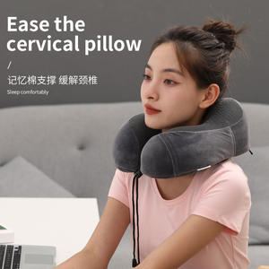 Almohada de espuma viscoelástica en forma de U de 30x28x12cm para viaje, soporte para el cuello, uso adulto - Product Image 3