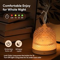 Diffuseur d'arômes ultrasonique 200 ml en gros, réservoir d'eau tout en verre, lumière LED, minuterie, silencieux, pour huiles essentielles, idéal pour la maison et la chambre