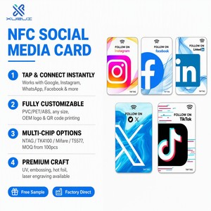 Tarjeta NFC Personalizable de Fábrica ODM para Redes Sociales, Tarjeta Inteligente RFID PET 216, Tarjeta de Seguimiento TikTok <span class=keywords><strong>Instagram</strong></span> - Product Image 2