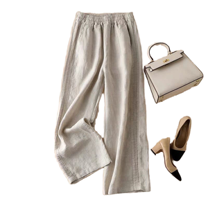 กางเกงขายาวทรงครอปเอวสูงสีน้ำเงินสำหรับผู้หญิง ผ้าสแปนเด็กซ์/โพลีเอสเตอร์ ระบายอากาศได้ดี ทรงปกติ พิมพ์ลาย เซ็กซี่ สบายๆ ทรงขาตรง เหมาะสำหรับฤดูใบไม้ผลิ - Product Image 1