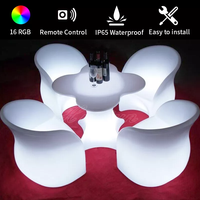 2022 RGB couleur extérieur moderne café bar tables led meubles ensemble tables et chaises