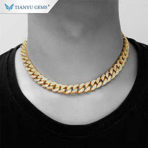 Tianyu-Cadena de joyería con gemas de hielo, Diamantes de moissanita de hip hop, eslabones cubanos personalizados, collar de cadenas de oro puro de 14k y 18k - Product Image 1