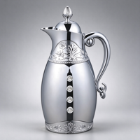 Carafe à café arabe Dallah en acier inoxydable doré et argenté avec isolation de 12 à 24 heures et intérieur en verre rose pour les fêtes
