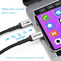 Cable USB C de 100W PD con Carga Rápida, Compatible con USB 3.1 5A, Chip Emark, Trenzado Metálico, Tipo C, Cable para Monitor de Video