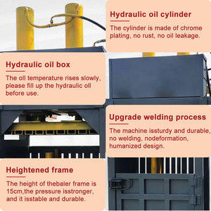 Presse à balles hydraulique pour le recyclage des déchets de papier, des vêtements, des mini-métaux de rebut, presse verticale pour cartons, boîtes en plastique, canettes - Product Image 4