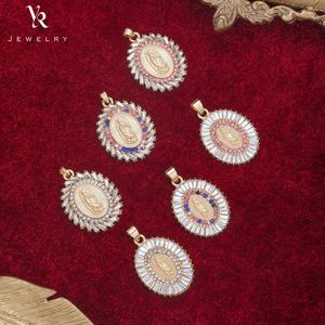 Collar Religioso Chapado en Oro de Alta Calidad FP1250, Circonita Cúbica, Estatuas de la Virgen, Joyería Católica, Collar con Colgante de la Virgen María - Product Image 1