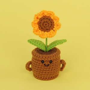 Cross-border China New Hand-Crocheted Positive Energy Sunflower Woven Ornaments <b>Polyester</b> <b>Yarn</b> Finished Wholesale for Wedding - Product Image 2