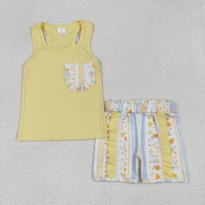 Conjunto Casual de Verano para Niña Pequeña, Ecológico, con Estampado Floral y de Leopardo, Pantalones Cortos con Volantes y Camiseta sin Mangas con Bolsillo, Conjunto de 2 Piezas - Product Image 6