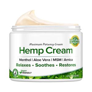 OEM ekstrak Herbal Hemp biji krim minyak penghilang rasa sakit krim kunyit dengan krim MSM untuk punggung dan pereda otot dikemas dalam botol - Product Image 1