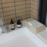 Porte-serviettes d'invité en travertin rectangulaire naturel pour porte-serviettes de salle de bain panier à main pour salle de bain cuisine restaurant