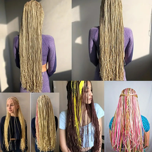 Bajo precio al por mayor 28 "50g Color sólido Extensiones de cabello trenzado recto Sintético Zizi Crochet Box Trenzas para looks bohemios - Product Image 6