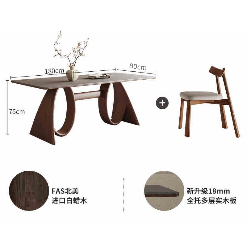 Mesa de comedor de 1,8 metros y 6 sillas tipo remo.