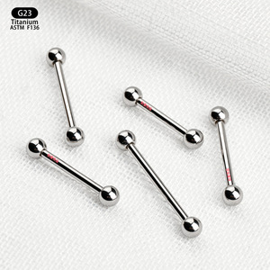 G23 Titanium <b>Ball</b> Bar Studs ASTM F136 For Lip Tongue Eyebrow Ear <b>Piercing</b> Jewelry Unisex - Product Image 3