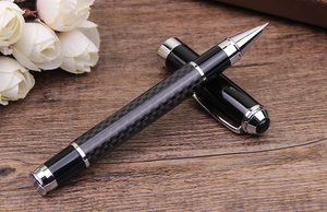 Luxury Heavy Carbon Fiber Stainless Steel <b>Metal</b> Gel <b>Roller</b> Pen with Custom Logo - Product Image 3