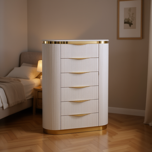 Comò Laura in Legno Bianco con 5 Cassetti, Design Moderno per Camera da Letto - Product Image 2
