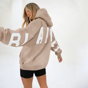 Logo Lớn Thư Thời Trang In Dày Dài Tay Lỏng Quá Khổ Hoodies Áo Cho Phụ Nữ