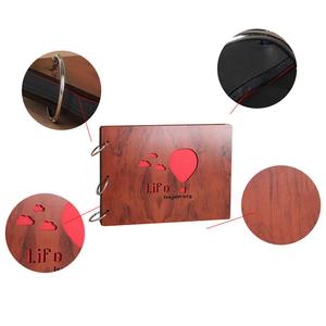 Álbum de Fotos de Madera Hecho a Mano de 19x27cm con Encuadernación con Alambre, Ecológico, de Alta Calidad, 60 Páginas, Diseño Tallado en Madera - Product Image 6