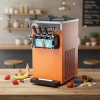 Machine à glace molle professionnelle de marque allemande, trois saveurs, avec sirop et poudre de crème glacée de qualité supérieure