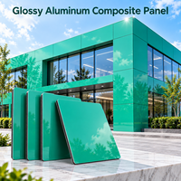 Panneau composite en aluminium brillant 4 mm 4x8 pieds, revêtement FEVE bleu, panneau ACM pour revêtement d'entrée de salle d'exposition