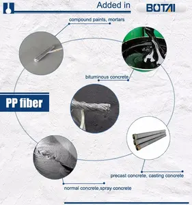 Yüksek tokluk ve mukavemet beton katkı maddeleri pp fiber polipropilen fiber 12 mm beton anti-çatlama pp fiber için