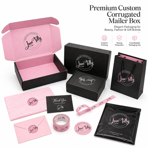 Caja de Cartón Corrugado Personalizada para Envíos, con Marca, Negra, para Ropa Interior - Product Image 1