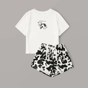 Pyjama à imprimé vache pour femmes, vêtements de nuit, vêtements de maison pour femmes, pyjama femme 2020, chemises de nuit en coton pour femmes, été - Product Image 2