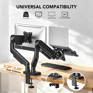 <b>Desk</b> 360 Degree <b>Rotating</b> Heavy Duty Gas Spring Dual Monitor Arm Holder - Product Image 2