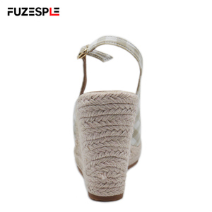 Nuove Scarpe Estive da Pescatore per Donna, Sandali con Zeppa in Tela a Quadri, Punta Affusolata, Sexy, Retrò, Espadrillas Slip-On 10cm - Product Image 4