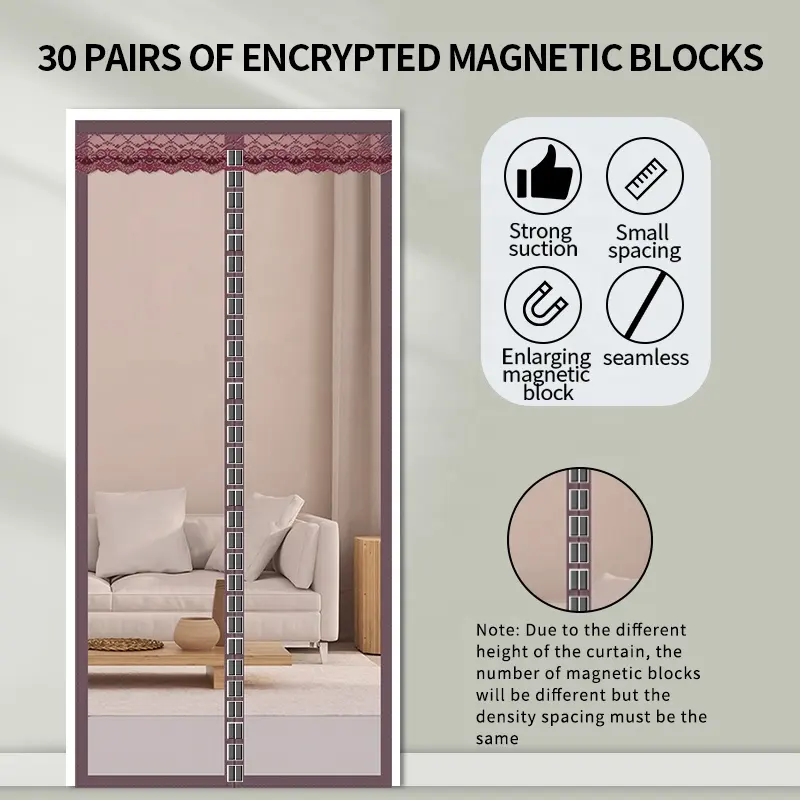 Nuovo a buon mercato anti-zanzara magnete porta tenda di colore solido maglia tenda con forte magnetico