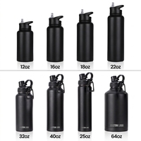 Fabricant de bouteilles d'eau personnalisées, emballage de bouteilles d'eau, bouteille d'eau en acier inoxydable de 64 oz pour bouteille de sport noire