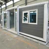 Maison conteneur économique, personnalisée, compacte, pliable, extensible, écologique, mobile, certifiée CE, garantie 1 an, pour salle de sport