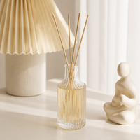 Bouteilles de diffuseur à roseaux en verre cylindriques cannelées verticales de luxe 60ml 100ml 150ml 250ml, emballage personnalisable, flacons de parfum vides