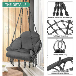 Camping Patio Swings Cordes faites à la main Chaise suspendue d'extérieur avec <span class=keywords><strong>coussin</strong></span> - Product Image 4