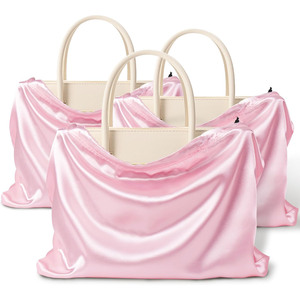 Sacs à cordon en satin de luxe de haute qualité pour sacs à main, chaussures, perruques, sacs de rangement anti-poussière en soie satinée avec logo personnalisé - Product Image 3