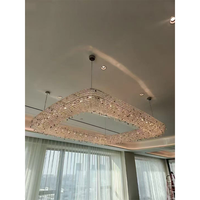 Lustre en cristal rectangulaire personnalisé, éclairage de plafond nordique, lustre pour salon, luminaires de conception personnalisée