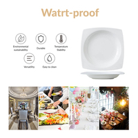 Assiette carrée en porcelaine fine avec bord doré, blanc pur, élégante et luxueuse, personnalisable, passe au lave-vaisselle, pour service de mariage et banquets
