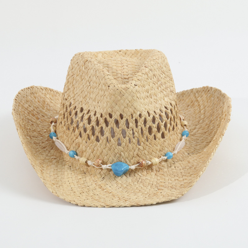 2025 Straw Cowboy Hat Wide Brim Sun Cowgirl Summer Hat with  display picture 1